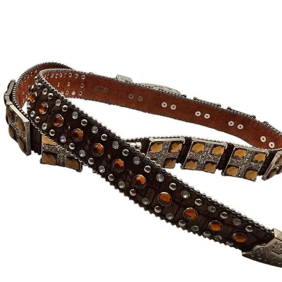 Blazin Roxx Womens Size XL Western Bling Belt orange Rhinestone Rodeo 40"-44" - Picture 5 of 7